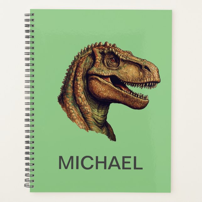 Agenda Dinossauro Verde Personalizado T-Rex Tyrannosaurus (Frente)