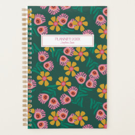 agenda do planejador bonito floral verde personali