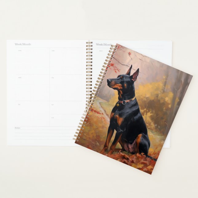Agenda Doberman no Outono Folhas Caem Inspiram (Exibição)
