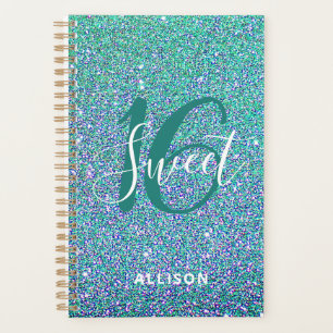 Agenda Doce 16 Turquesa Blue Glitter Girl Personalizada 