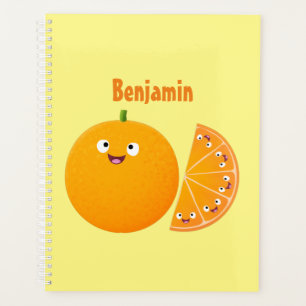 Agenda Doce laranja cítrica feliz desenho animado