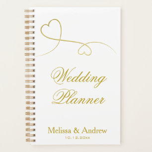Agenda Dois Corações Dourados Elegantes Casamento