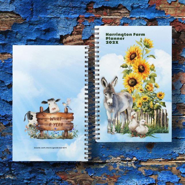 Agenda Donkey and Sunflowers Homestead Custom Planner (Criador carregado)