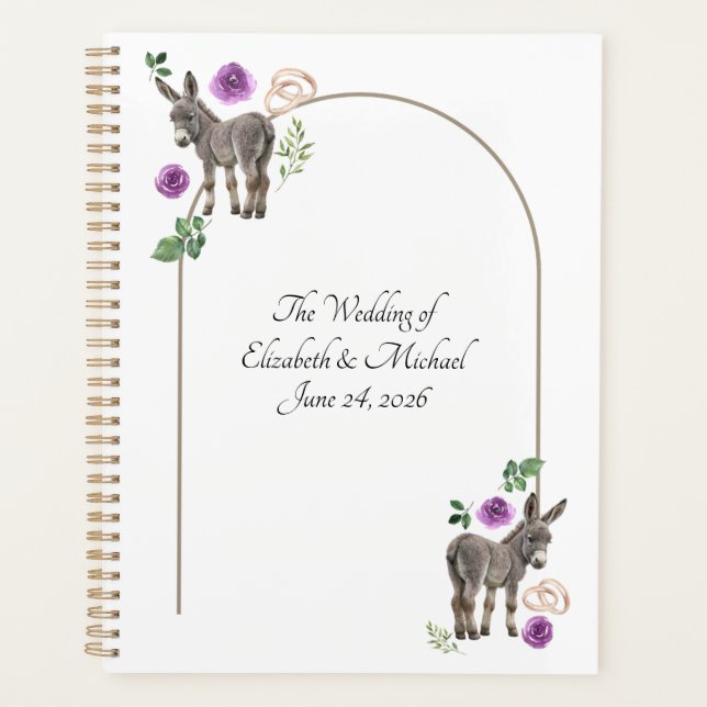 Agenda Donkey Purple Floral Wedding Planner (Frente)