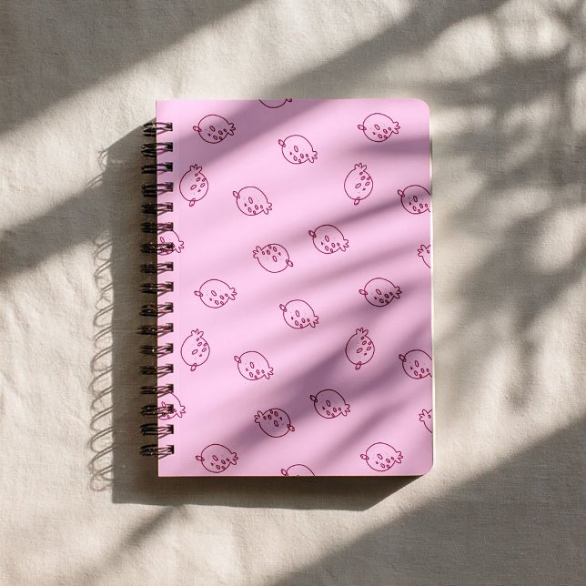 Agenda Doodle de Morango Fofo – Padrão Kawaii Mínimo (Criador carregado)