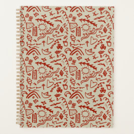 Agenda Doodles red e beige