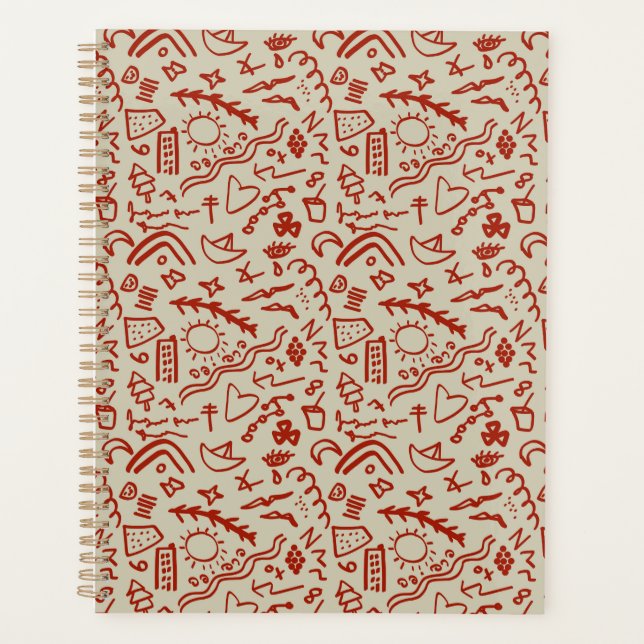 Agenda Doodles red e beige (Frente)