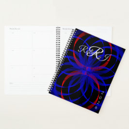 Agenda Double Blueberry Color Geometric Spiral Planner