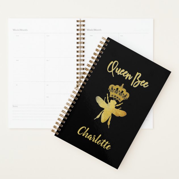 Agenda Dourada FILA Cubica Personalizada ABELHA Preta Des Zazzle Brasil