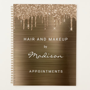 Agenda Dourada Glitter Derrubando Compromisso de Metal Br