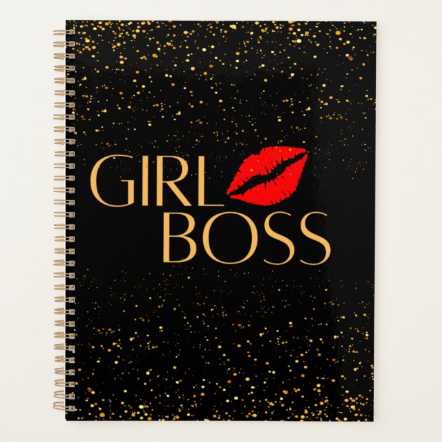 Agenda Dourada Glitter Girl Boss Planner (Frente)