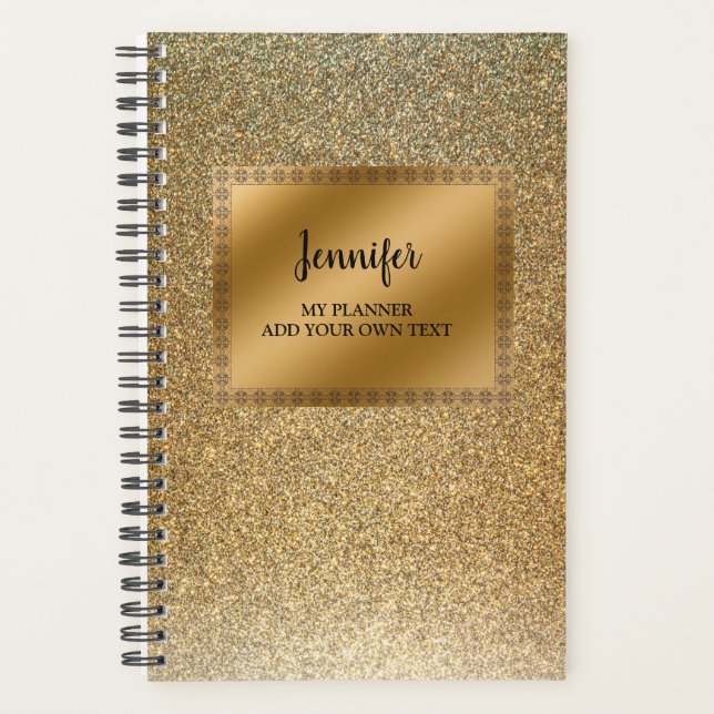 Agenda Dourado brilhante de luxo moderno personalizado (Frente)