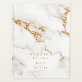 Agenda Dourado Casamento de Glitter moderno Marble ID816