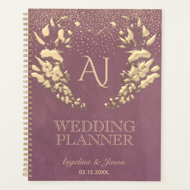 Agenda Dourado Casamento Roxo (Frente)