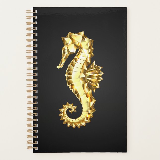 Agenda Dourado Cavalo de Mar Poligonal (Frente)
