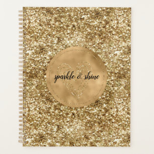 Agenda Dourado Confetti Glitter Heart
