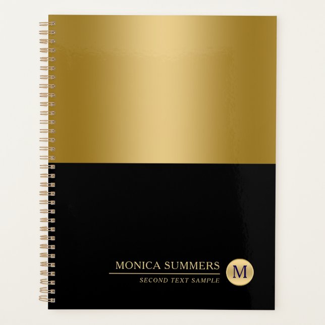 Agenda Dourado e preto personalizado (Frente)