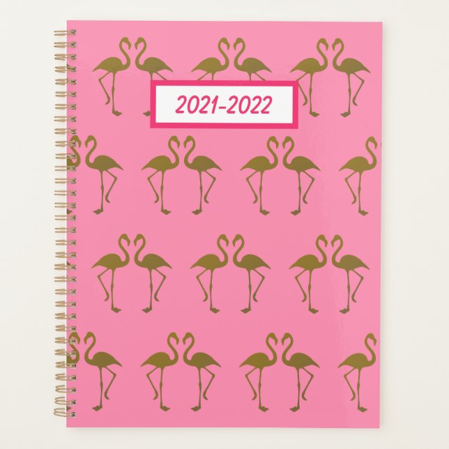 Agenda Dourado Flamingo Planner (Frente)