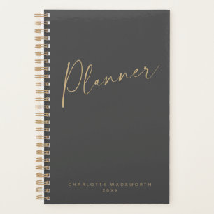 Agenda Dourado negro minimalista Semanal personalizado