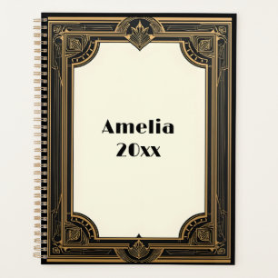 Agenda Dourado no Black Art Deco Classic