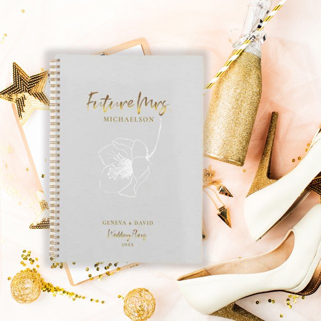 Agenda Dourado Script Future Sra. Dove Cinza Planner (Criador carregado)