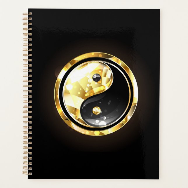 Agenda Dourado Yin Yang a preto (Frente)