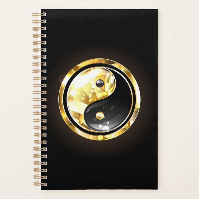 Agenda Dourado Yin Yang a preto (Frente)