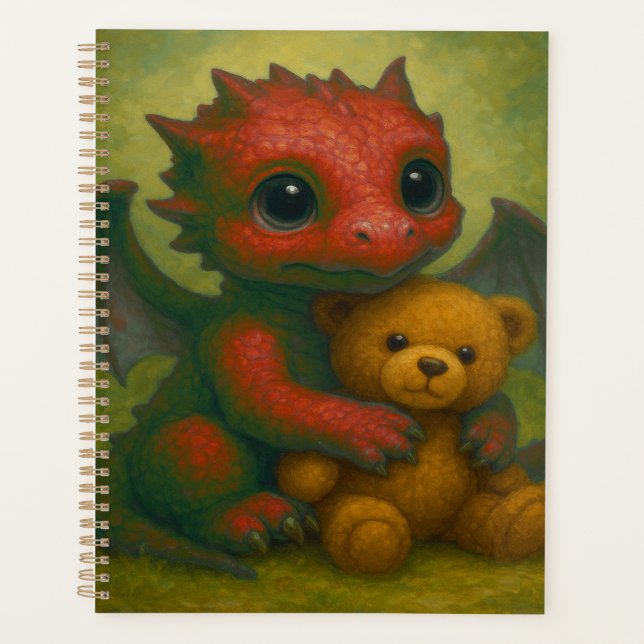 Agenda Dragão-Bebê Vermelho-Cachorro-Cachorro com Urso-Te (Frente)