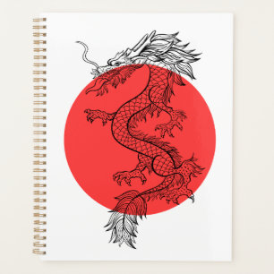 Agenda Dragão chinês branco e vermelho