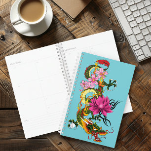 Agenda Dragão chinês Lotus Cherry Blossoms