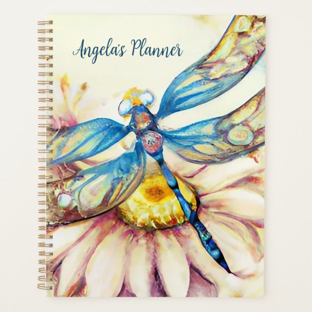 Agenda Dragonfly De Aquarela, Personalize Planner (Frente)