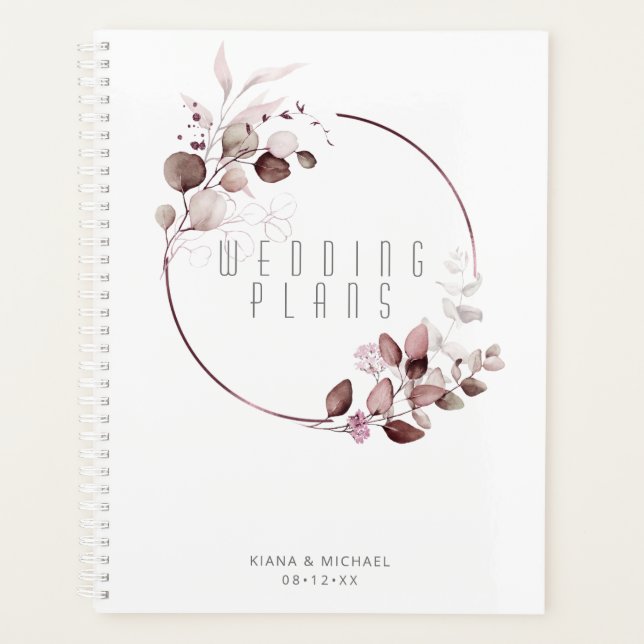 Agenda Dreamy Foliage Wedding Burgundy ID817 (Frente)