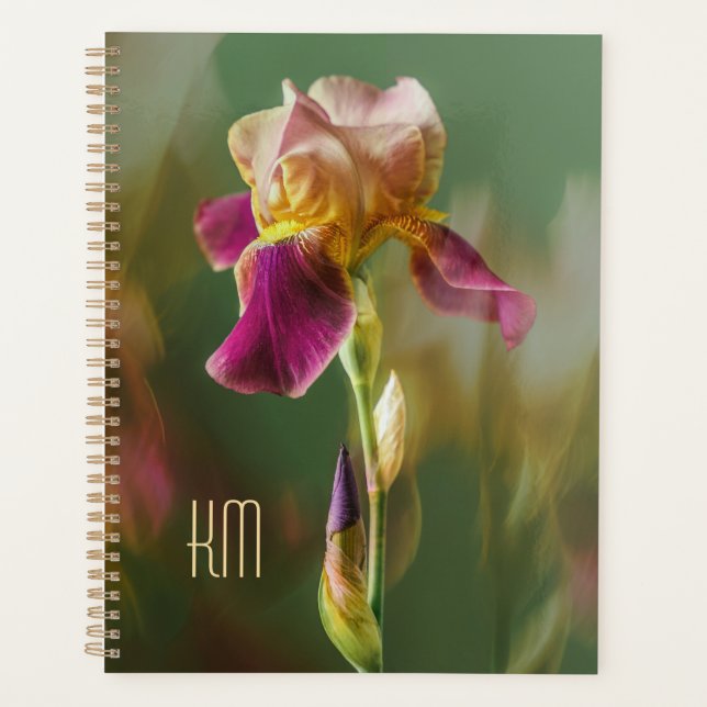 Agenda Dreamy Iris Floral photo art with monogram (Large) (Frente)