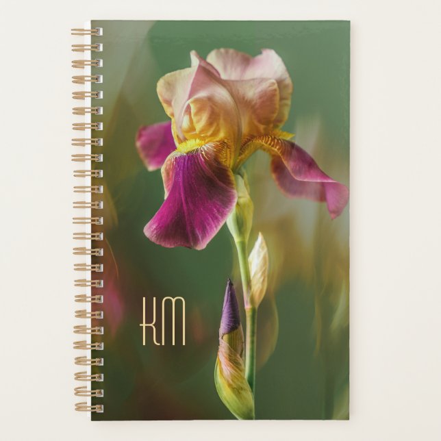 Agenda Dreamy Iris Floral photo art with monogram (Small) (Frente)