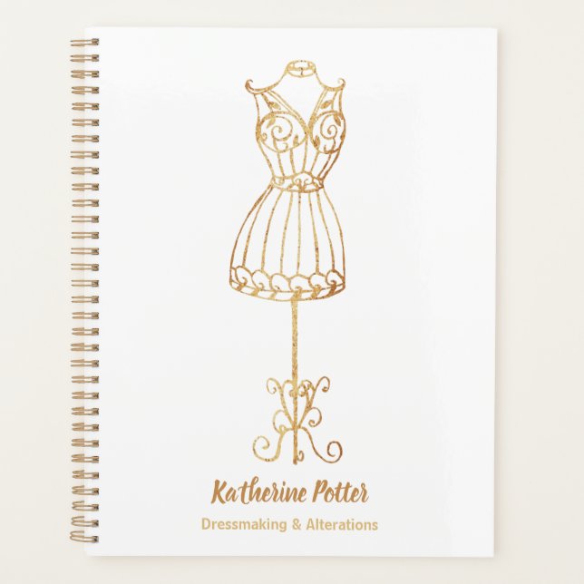 Agenda Dressmaker Seamstress Dourado Glitter Mannequin Pl (Frente)