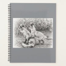 Duas Raposas Lápis Esboço Planejador&caderno capa