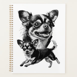 Agenda Duo de Chihuahua Encantador Pet Preto e Branco