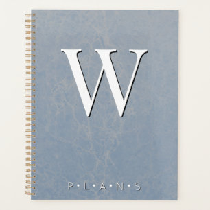 Agenda Dusty Blue Modern Marble Monograma
