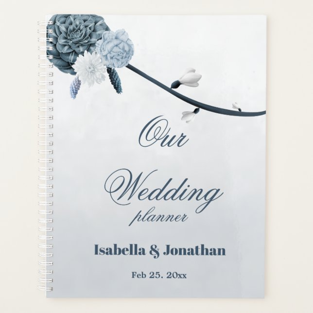 Agenda Dusty blue shades casamento floral (Frente)