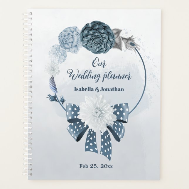 Agenda Dusty blue shades casamento floral (Frente)