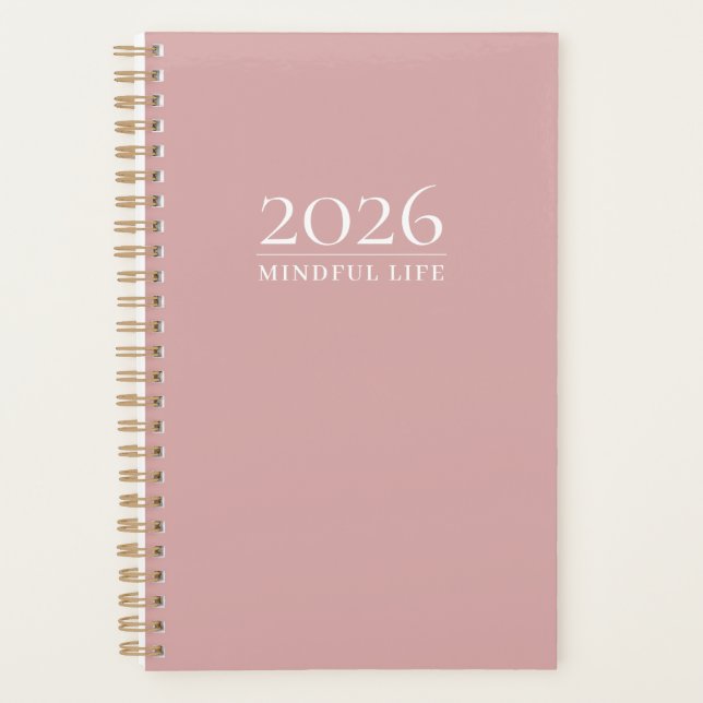 Agenda Dusty Rose Minimal Planner | Custom Year, Title &  (Frente)