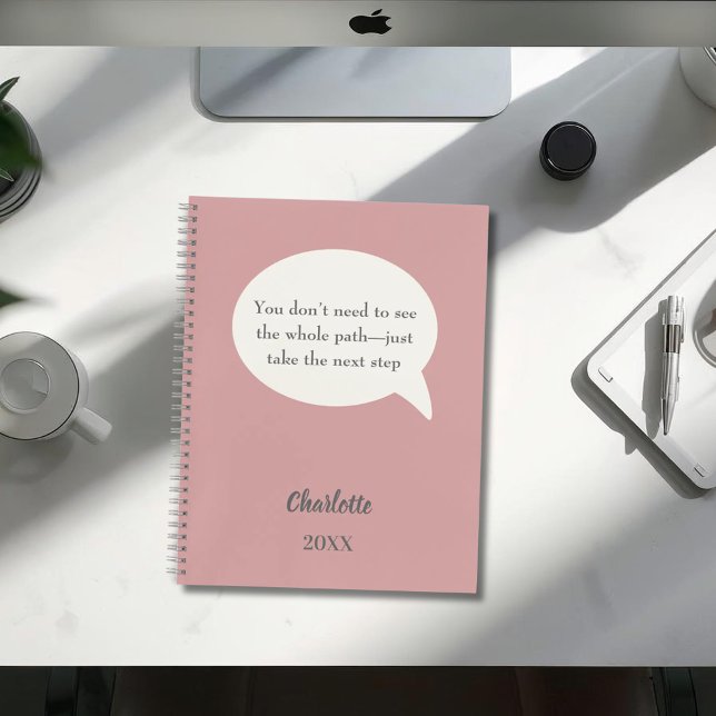 Agenda Dusty rose pink ivory inspirational goal quote (Criador carregado)