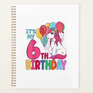 Agenda É o Meu 6º Aniversário Unicórnio Meninos Meninas C