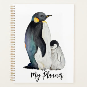 Agenda É uma família de pinguins desenhando aquarela