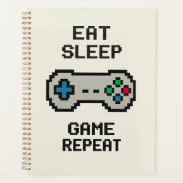 Agenda Eat Sleep Game Repeat Planner – Pixel Art Gamer