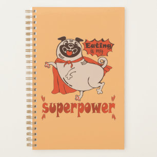 Agenda Eating is my superpower red cloak pug comic style