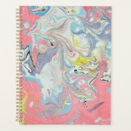 Agenda Ebru Abstrato Marmoreio à Água Pastel