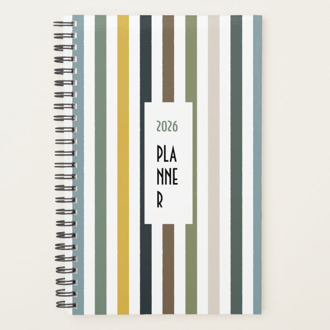 Agenda Echo Trails 2026 Planner – Blue/Green Hues Stripes (Frente)