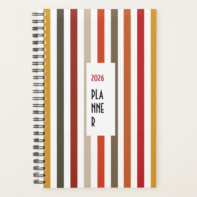 Agenda Echo Trails 2026 Planner – Earthy Hues Stripes (Frente)