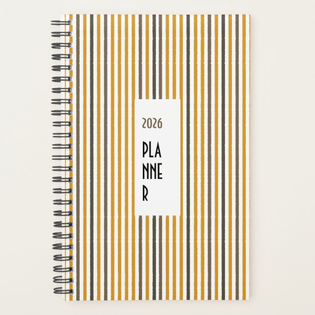 Agenda Echo Trails 2026 Planner – Mustard Stripes (Frente)